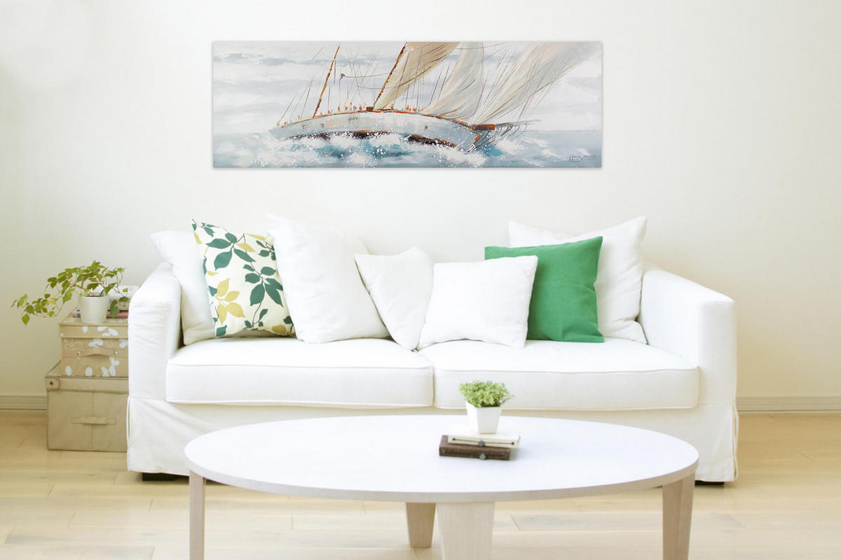 ÖLGEMÄLDE 150/50 cm - Weiß, Holz/Textil (150/50cm) - KUNSTLOFT