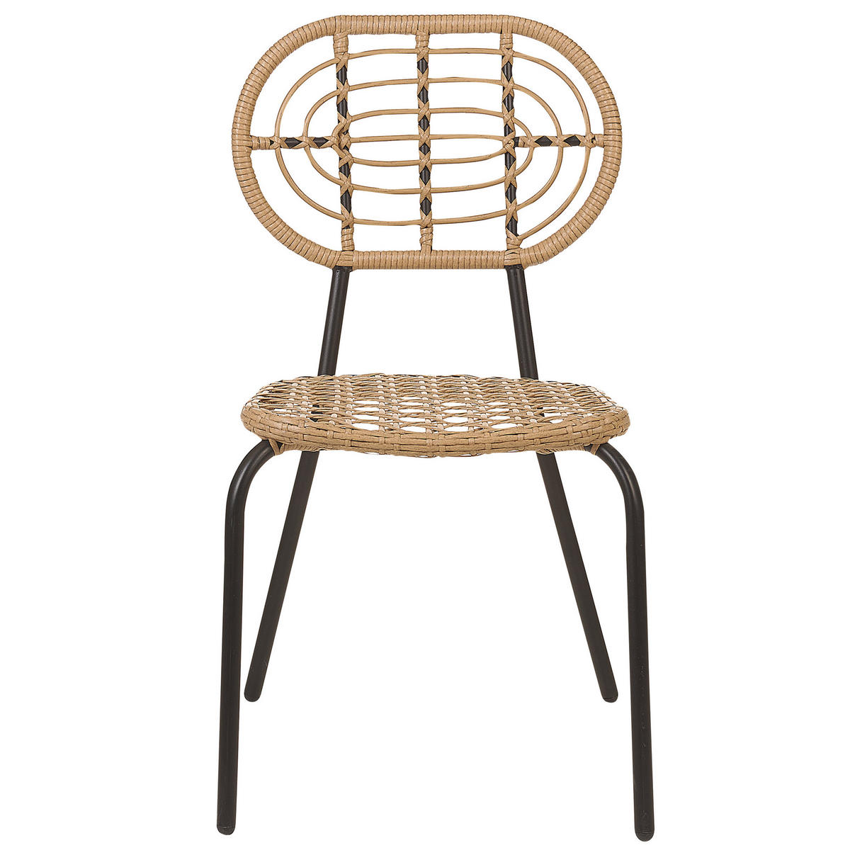 GARTENSTUHL 4er-Set PE Rattan natürlich Pratello - Naturfarben, Kunststoff (48/86/57cm) - Beliani