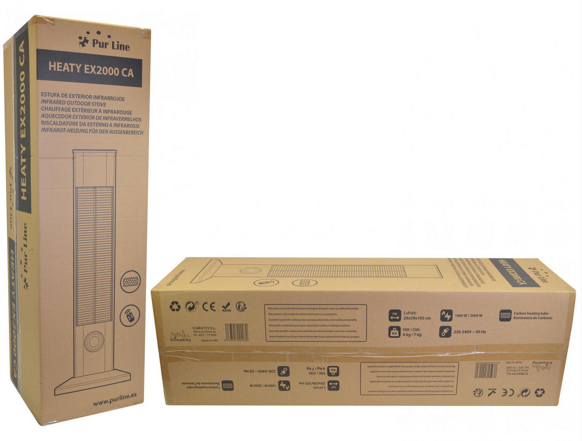 HALOGEN-HEIZUNG Schwarz für außen und innen 2000 W - Schwarz, Kunststoff/Metall (15/95/15cm) - Purline