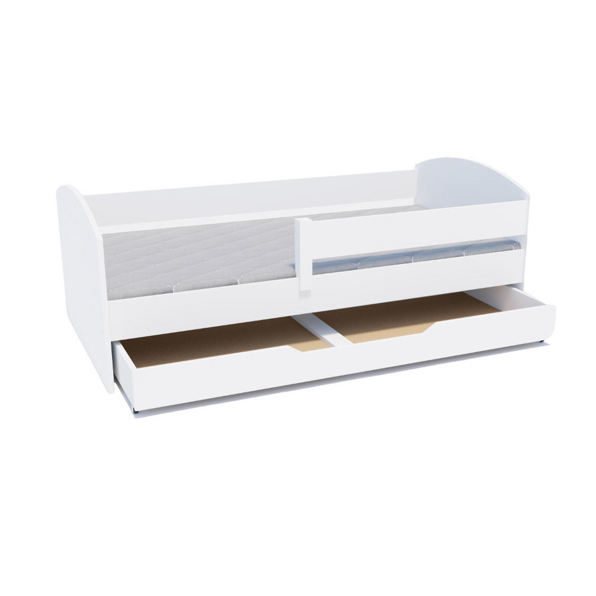 KINDERBETT Classic 160x80 weiß mit Schublade und Matratze - Weiß, Holzwerkstoff (80/160cm) - LUKDOM