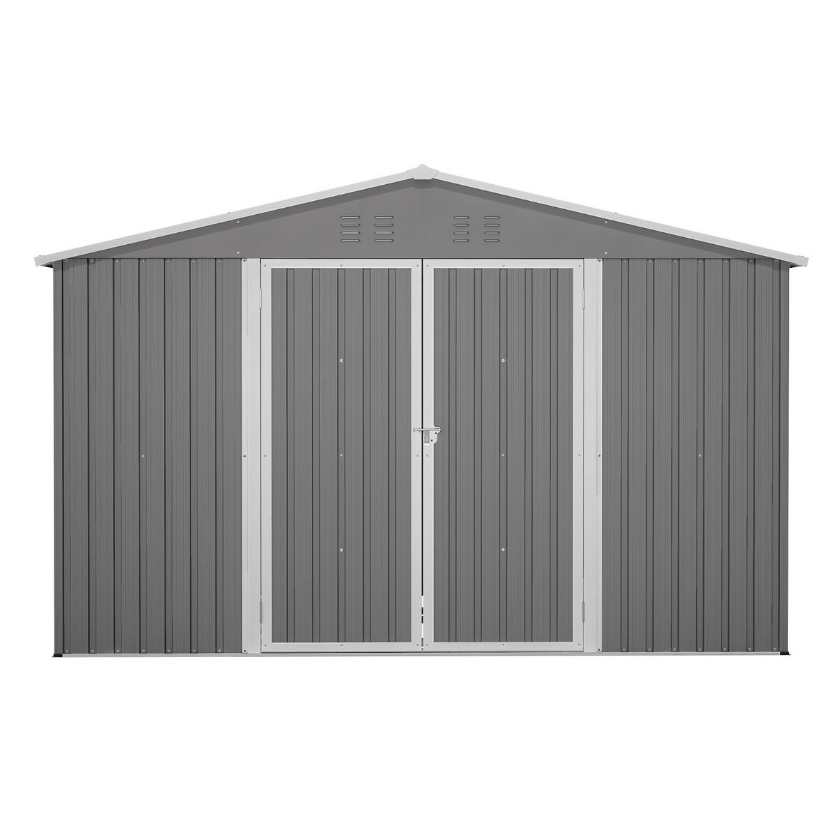 GERÄTEHAUS 300/252/191 cm Grau mit Satteldach und Fundament - Grau, Metall (252/191/300cm) - Oxeza