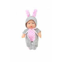 KINDERPUPPE Hase grau 20 cm, Hasenkostüm, bewegliche Arme, Spielpuppe, ab 3 Jahren - Grau, Kunststoff (12/6/20cm) - Moni