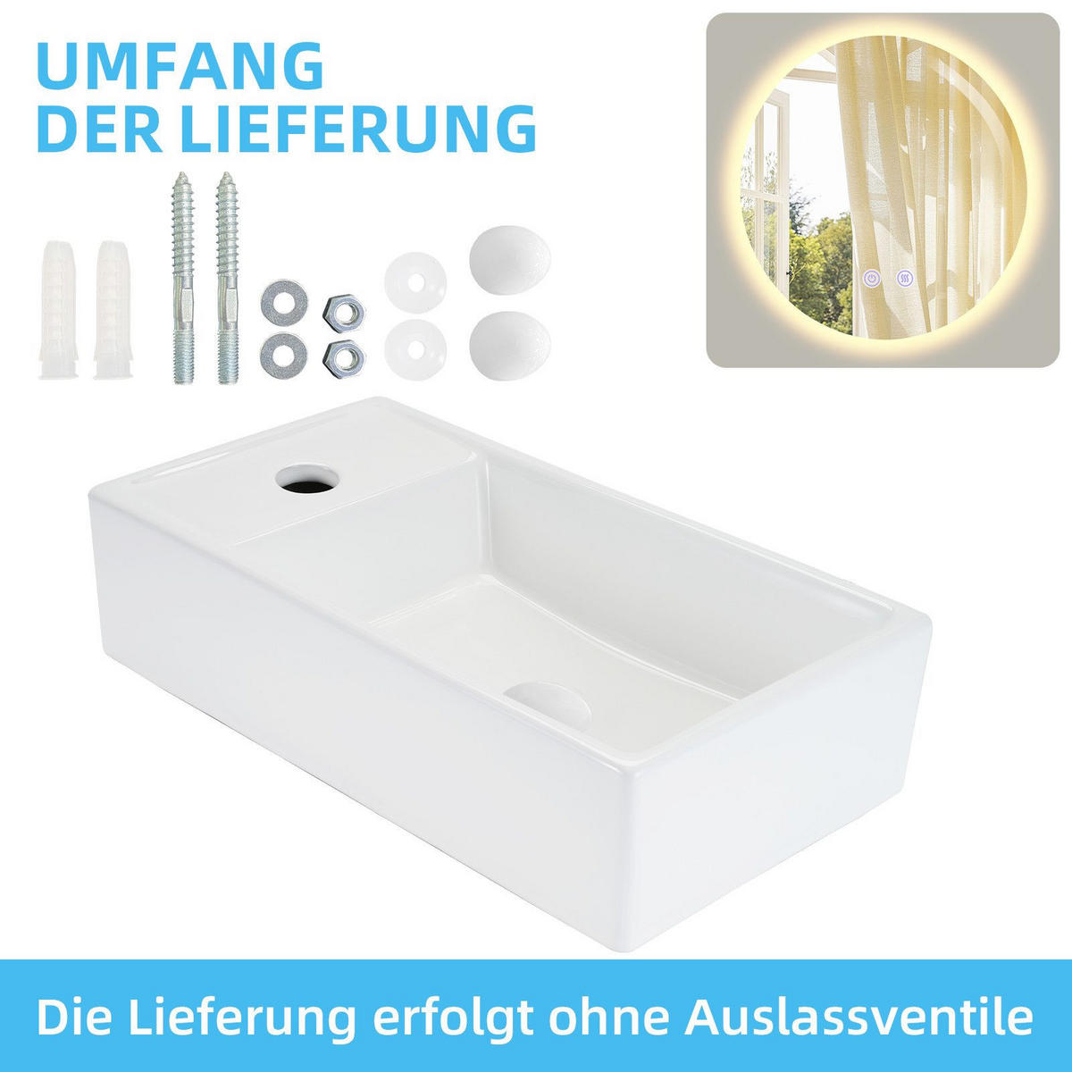 WASCHBECKEN Barr II 40/22/10cm - Weiß, Keramik (22/10/40cm) - Nettlife