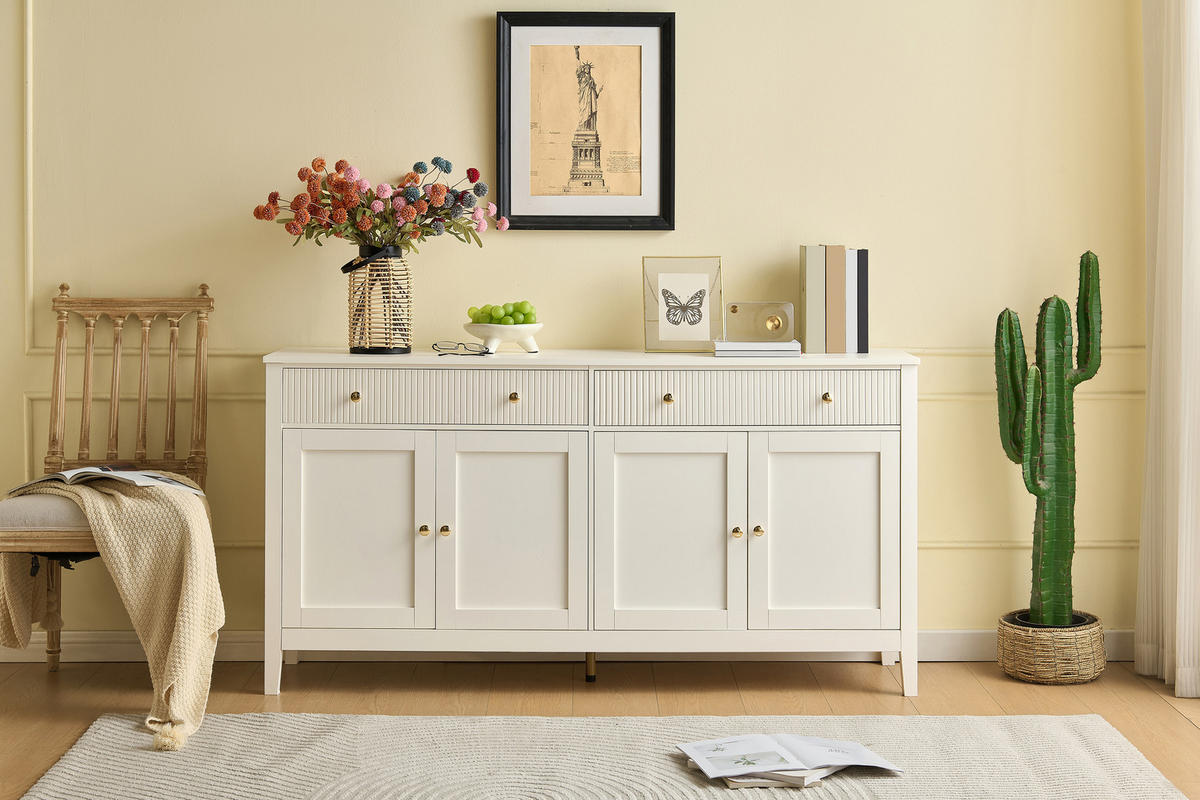 SIDEBOARD weiß 2 Schubladen 4 Türen - Weiß, Holz (160/82/40cm) - Fortuna Lai