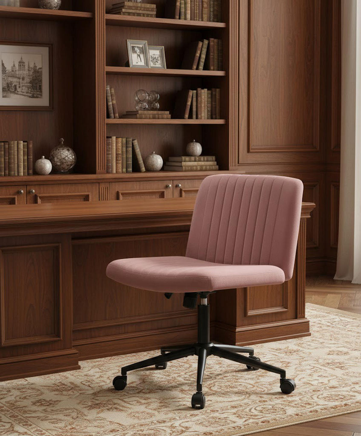 BÜROSTUHL Lynox Samt pink - Pink/Schwarz, Metall (62/98/65cm) - TPFLiving