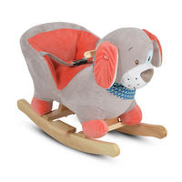 SCHAUKELTIER Ollie grau Plüsch, Musikfunktion, Tiergeräusche, Sicherheitsgurt, Rückenlehne - Grau, Textil (33/47/60cm) - Moni