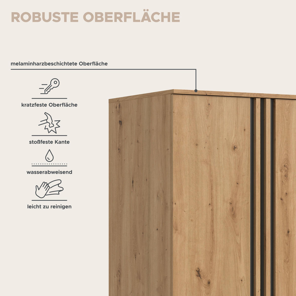 KLEIDERSCHRANKKOMBINATION TOFTA (B/H/T: ca. 160/190/56 cm) in Artisan Eiche Nachbildung/Artisan Eiche Nachbildung - Eiche Artisan, Holzwerkstoff (160/190/56cm)