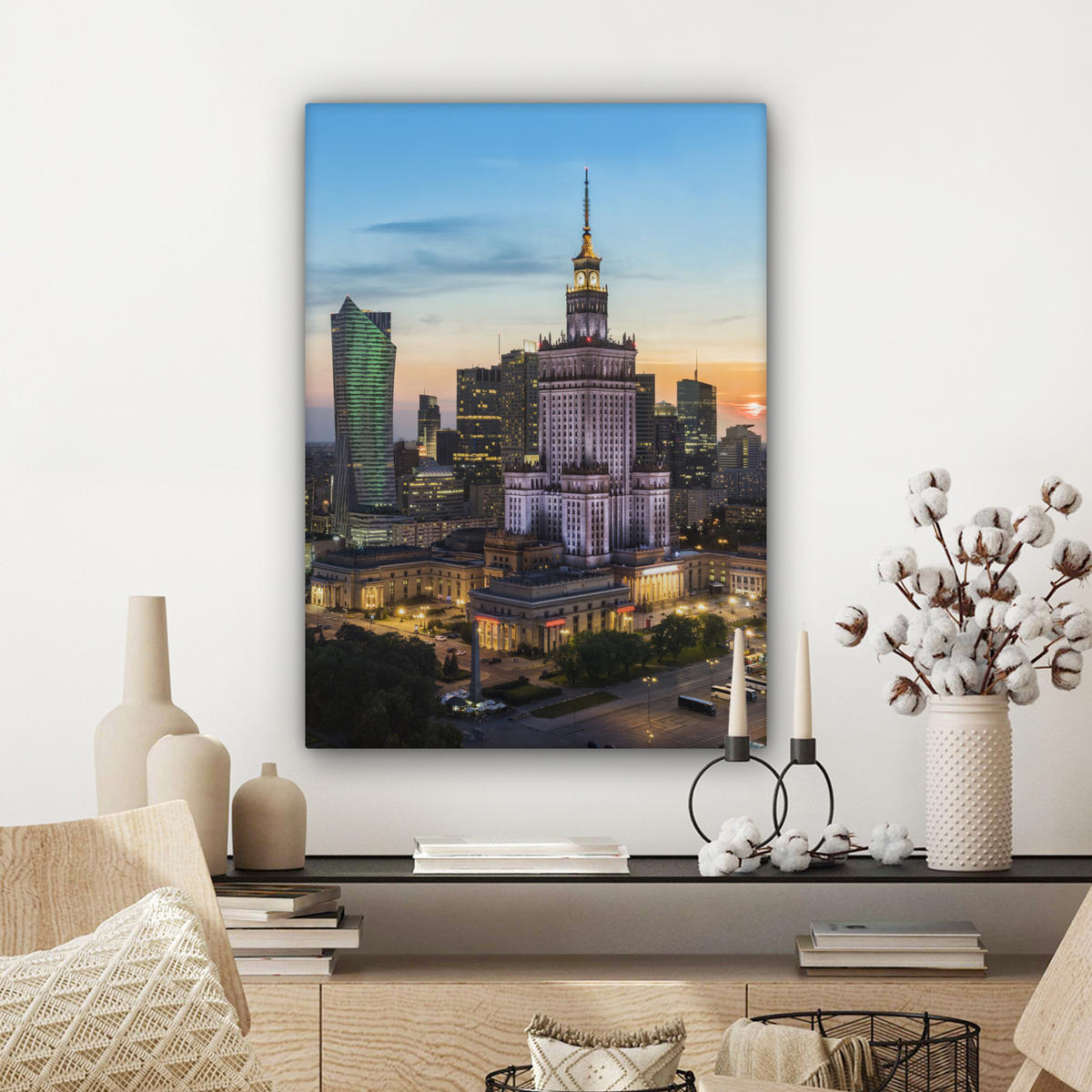 LEINWANDBILD Polen - Sonne - Warschau 60x80 cm - Blau, Textil (60/80cm) - MuchoWow