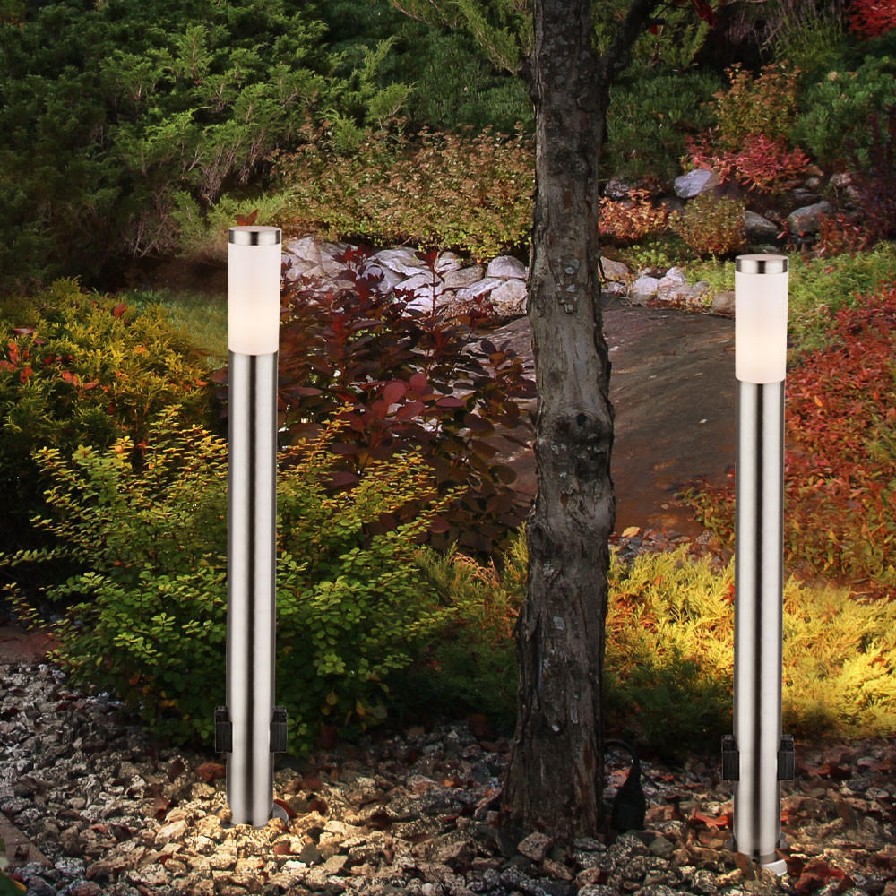LED STEHLEUCHTE Edelstahl Silber 2er Set - Silberfarben, Metall (13.1/13.1/110cm) - Globo Lighting