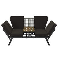 LOUNGESOFA - Stahl / Polyester - Anthrazit - Anthrazit/Braun, Holz/Textil (176/83/75cm) - home24