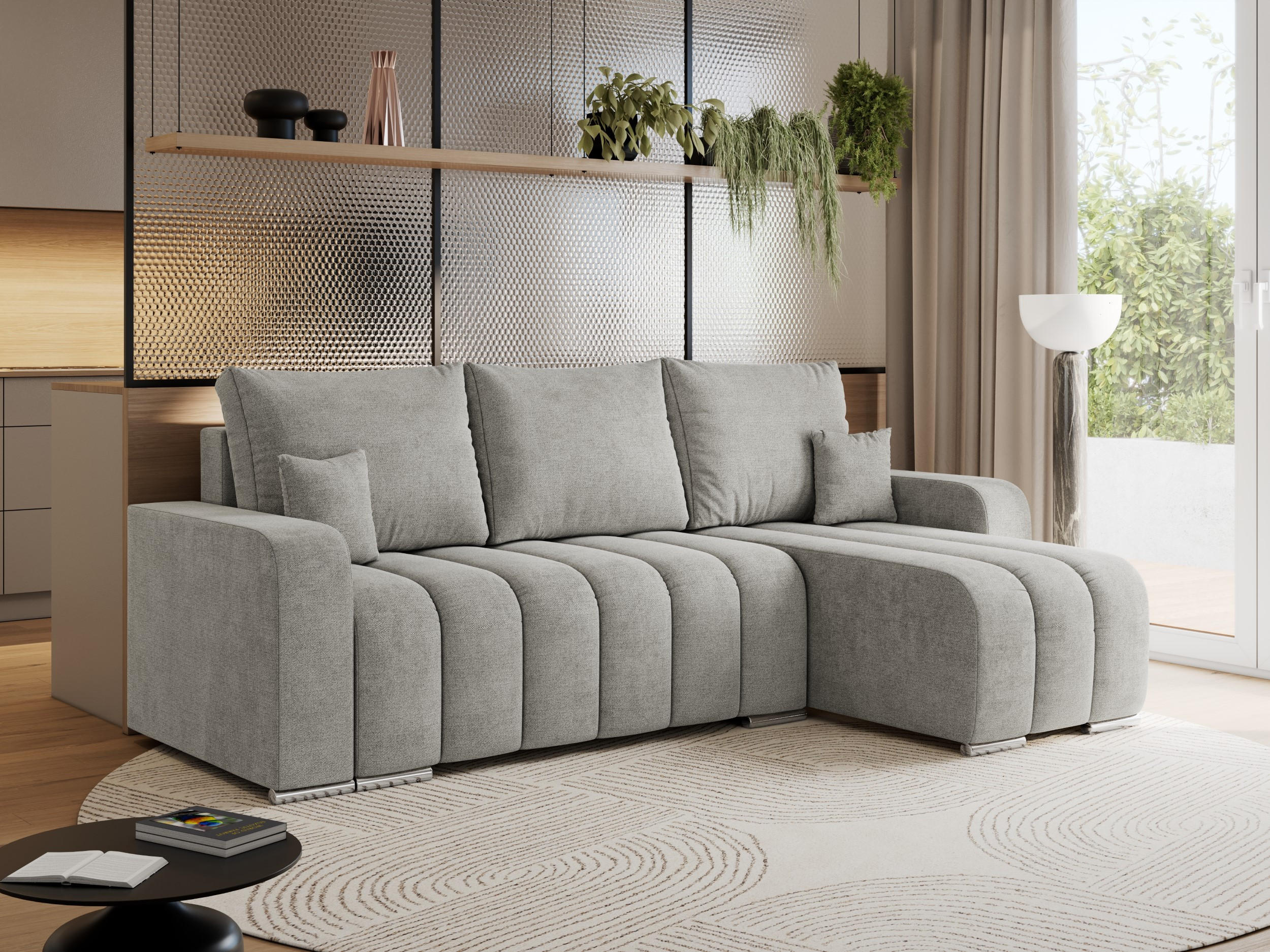 ECKSOFA KIRASSO L Hellgrau Stukture - Hellgrau/Grau, Textil (245/147cm) - MKS