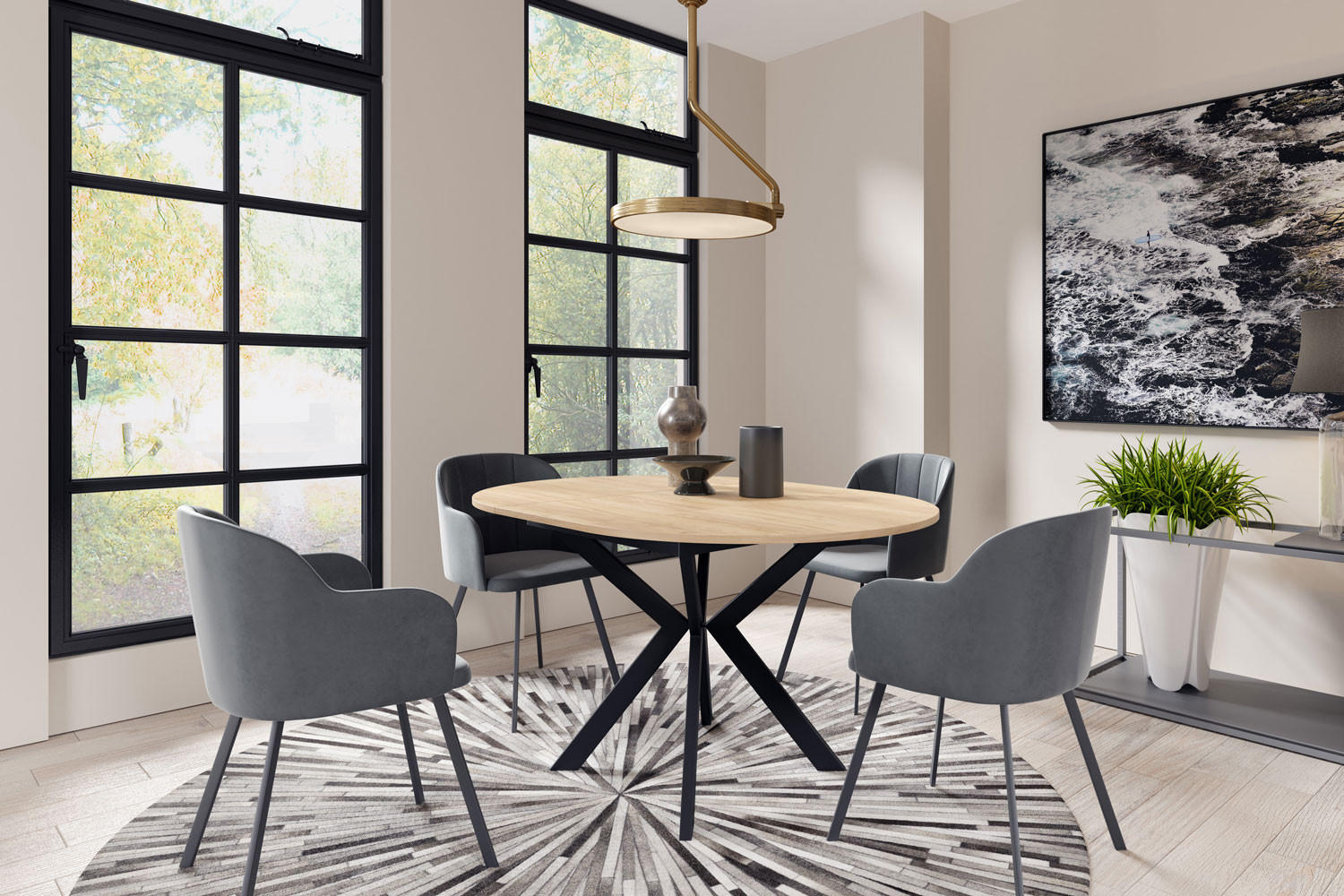 ESSTISCH Leia Gold Craft Eiche / Schwarz 100/138 / 100 / 76cm - Eiche Bianco/Schwarz, Holz/Holzwerkstoff (100/100/76cm) - Feldmann-Wohnen