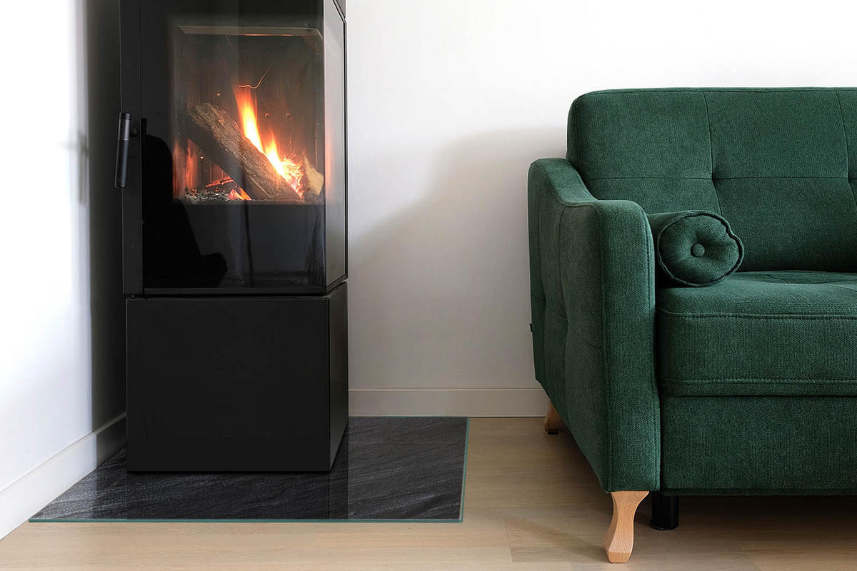 GLASPLATTE für Kamin 60x60 cm - Schwarz, Glas (60/60/0.4cm) - TULUP