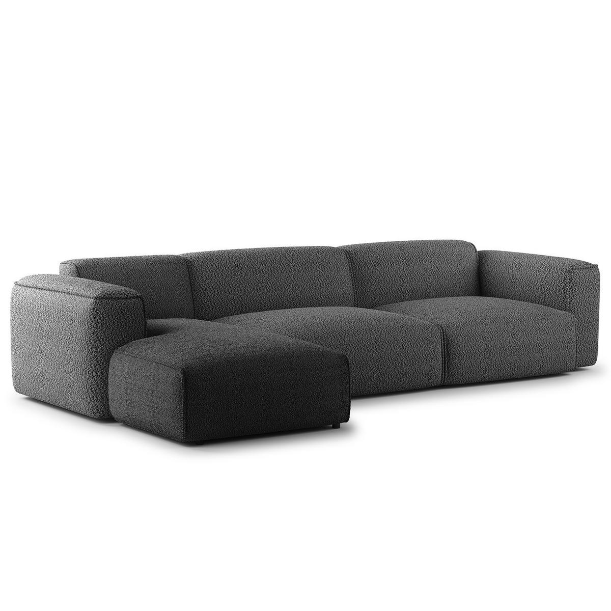 3-SITZER ECKSOFA mit Longchair - Anthrazit/Schwarz, Kunststoff/Textil (317/173cm) - home24