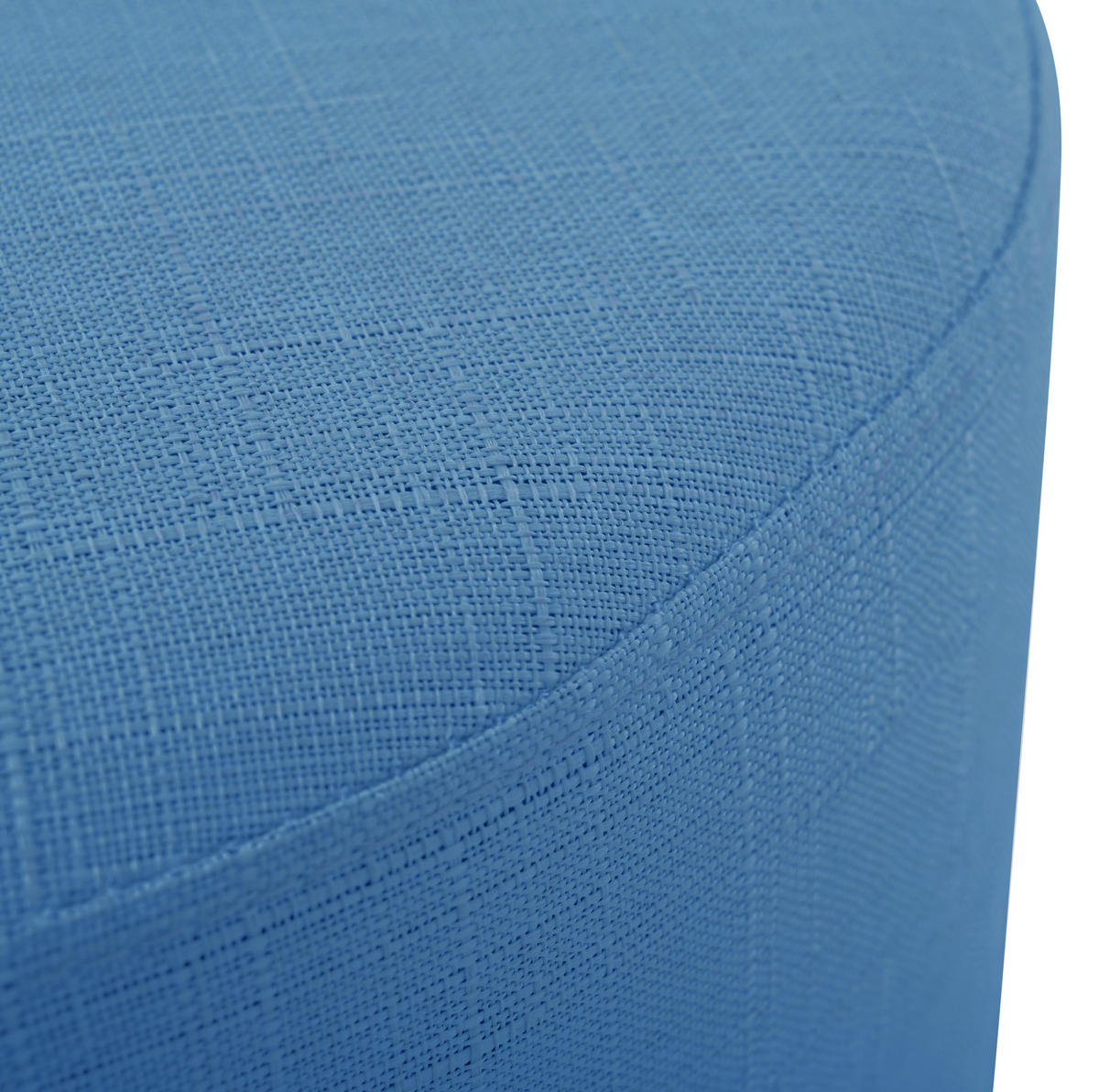 HOCKER-SET 58 cm in Blau mit Stauraum und Holzablage - Blau, Textil (58/58/38cm) - Flora Grace