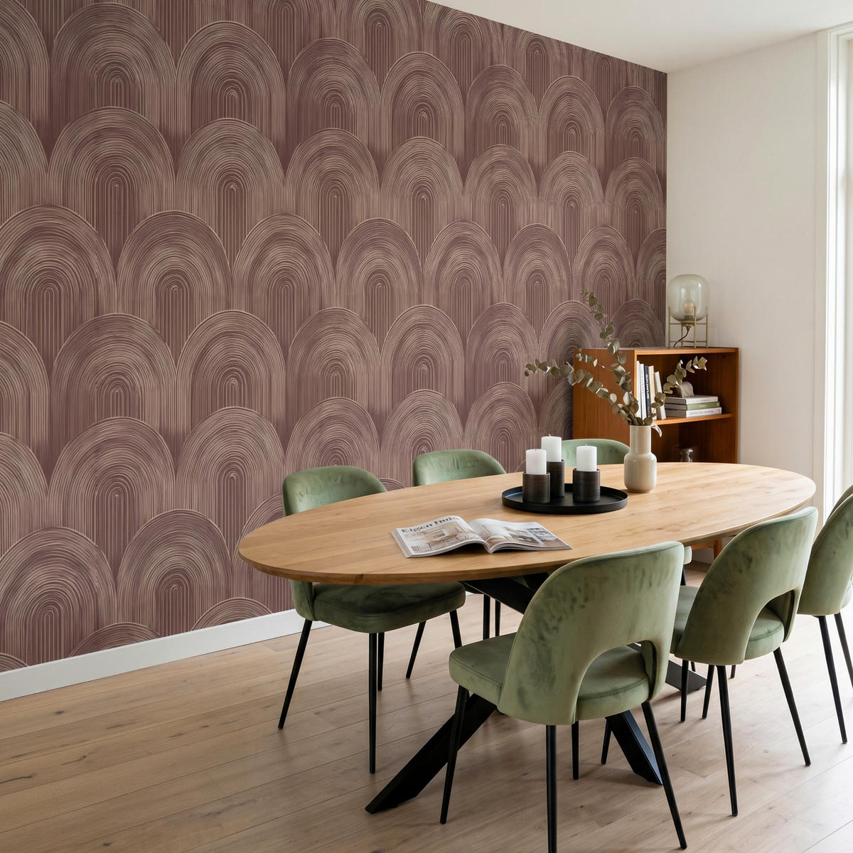 TAPETE - Rhythmic - Aufschlag - Braun - 350x220 cm - Dunkelbraun, Papier (350/220cm) - OnlyWow