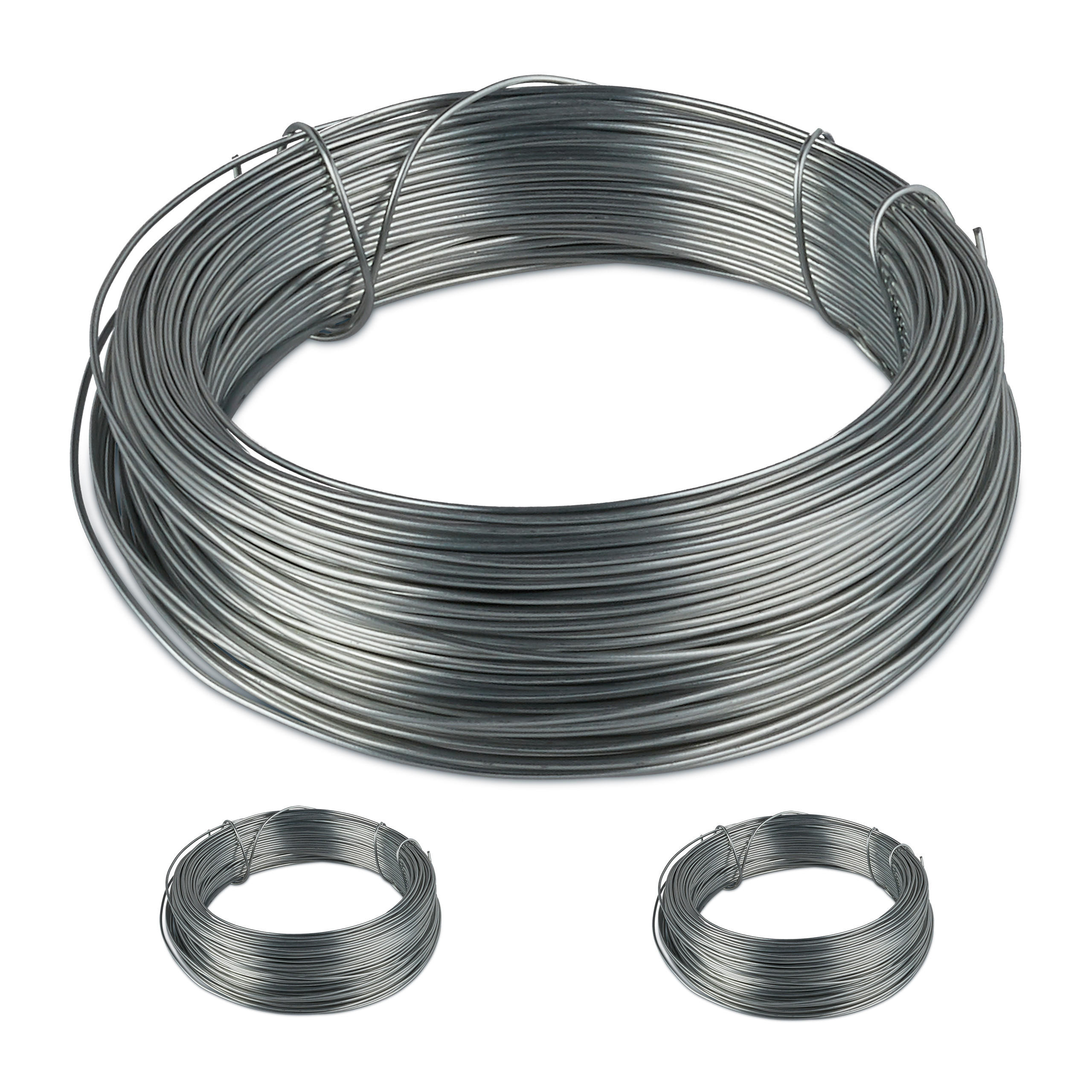 3XBINDEDRAHT - Silberfarben, Metall (0.1cm) - Relaxdays