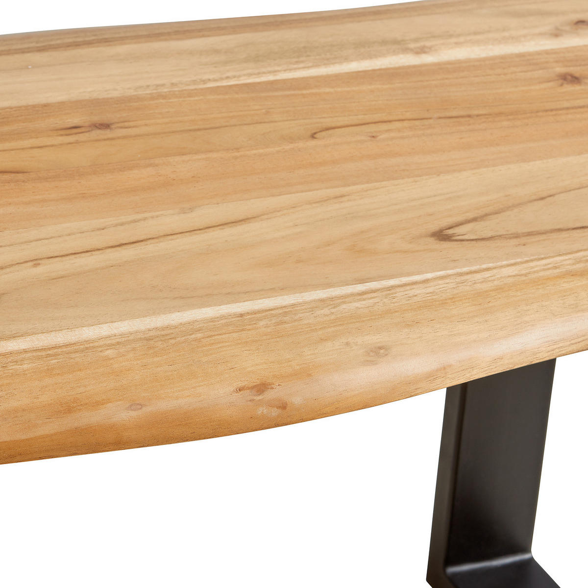 SITZBANK - Metall / Massivholz Akazie - Schwarz/Akaziefarben, Holz/Metall (160/45/45cm) - home24