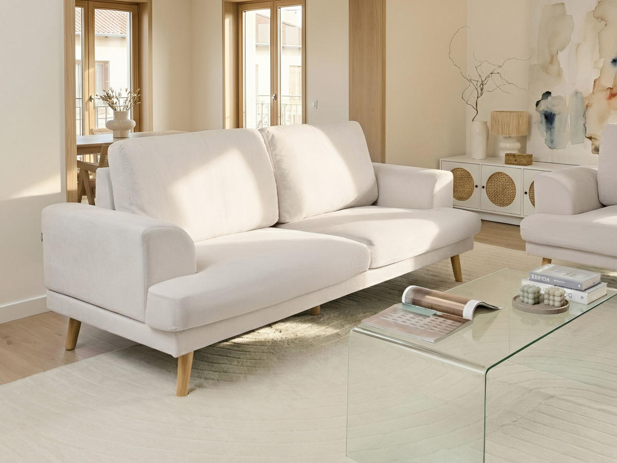 POHOVKA 3-místná Látka Světle béžová Kildal - béžová, textil (214/90/96cm) - Beliani