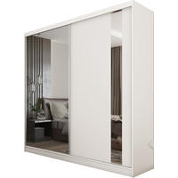 SCHWEBETÜRENSCHRANK Gabo 200 cm mit Spiegel, 2-türig, weiß - Weiß, Kunststoff (200/216/61cm) - Margaret Hadas24