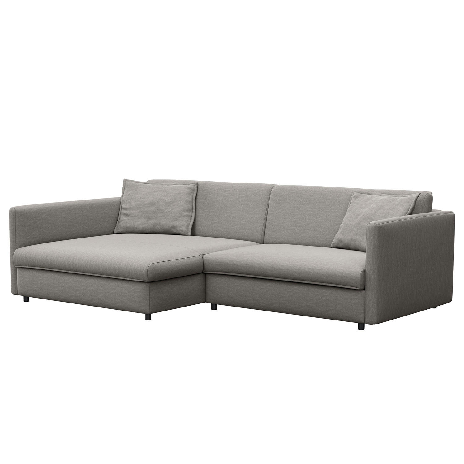 ECKSOFA mit Longchair - Schwarz/Grau, Kunststoff/Textil (290/183cm) - home24