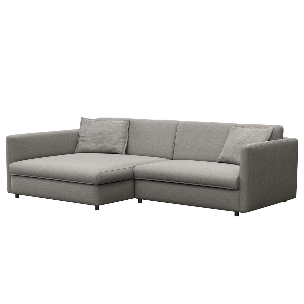 ECKSOFA mit Longchair - Schwarz/Grau, Kunststoff/Textil (290/183cm) - home24