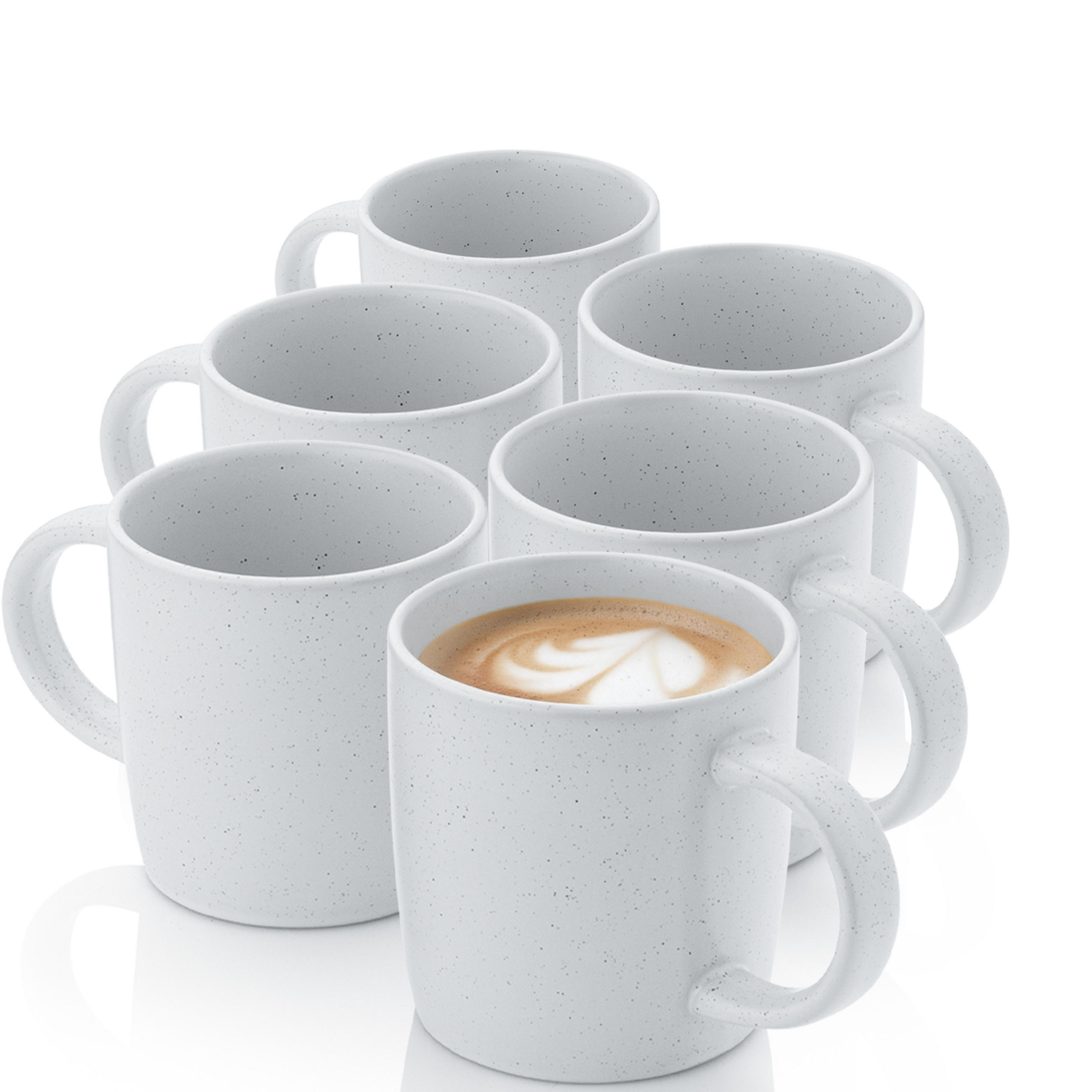 KAFFEEBECHER LEEDS FROST - 6 teilig aus Steingut - Weiß, Stein (0.38L) - Sänger