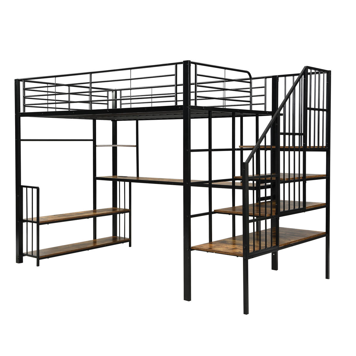 HOCHBETT mit Ladeanschluss 120x200 cm Metall & Holz Schwarz - Schwarz, Metall (120/200cm) - Meubliv