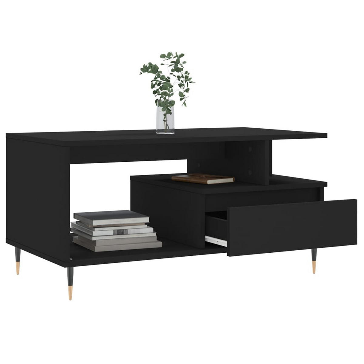 COUCHTISCH Schwarz 90x49x45 cm Holzwerkstoff - Schwarz, Holzwerkstoff (49/90/45cm) - furnicato