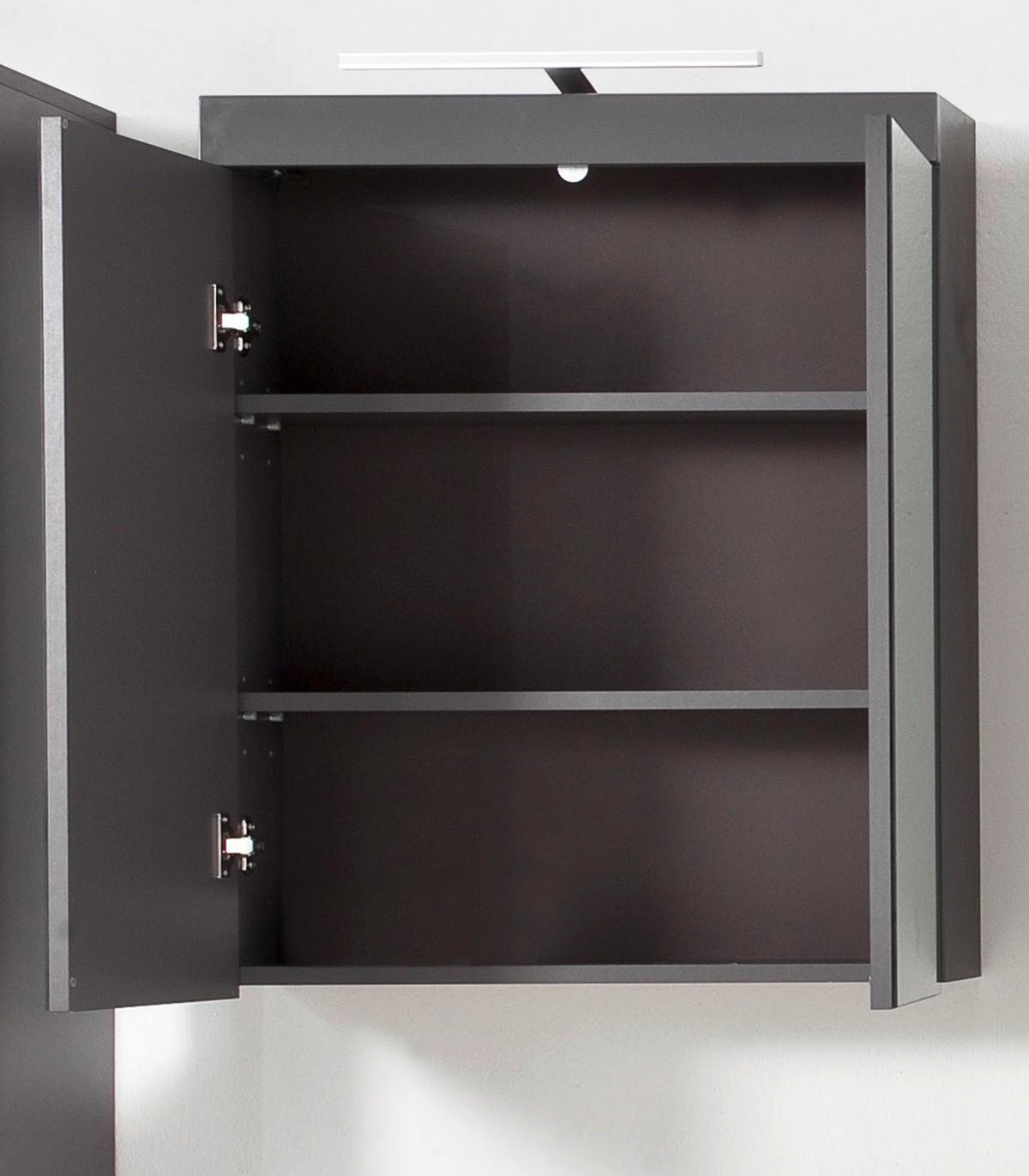 SPIEGELSCHRANK grau Hochglanz 60 x 77 cm 2-türig, inklusive Beleuchtung - Grau, Glas/Holzwerkstoff (60/77/17cm) - Top.Furn