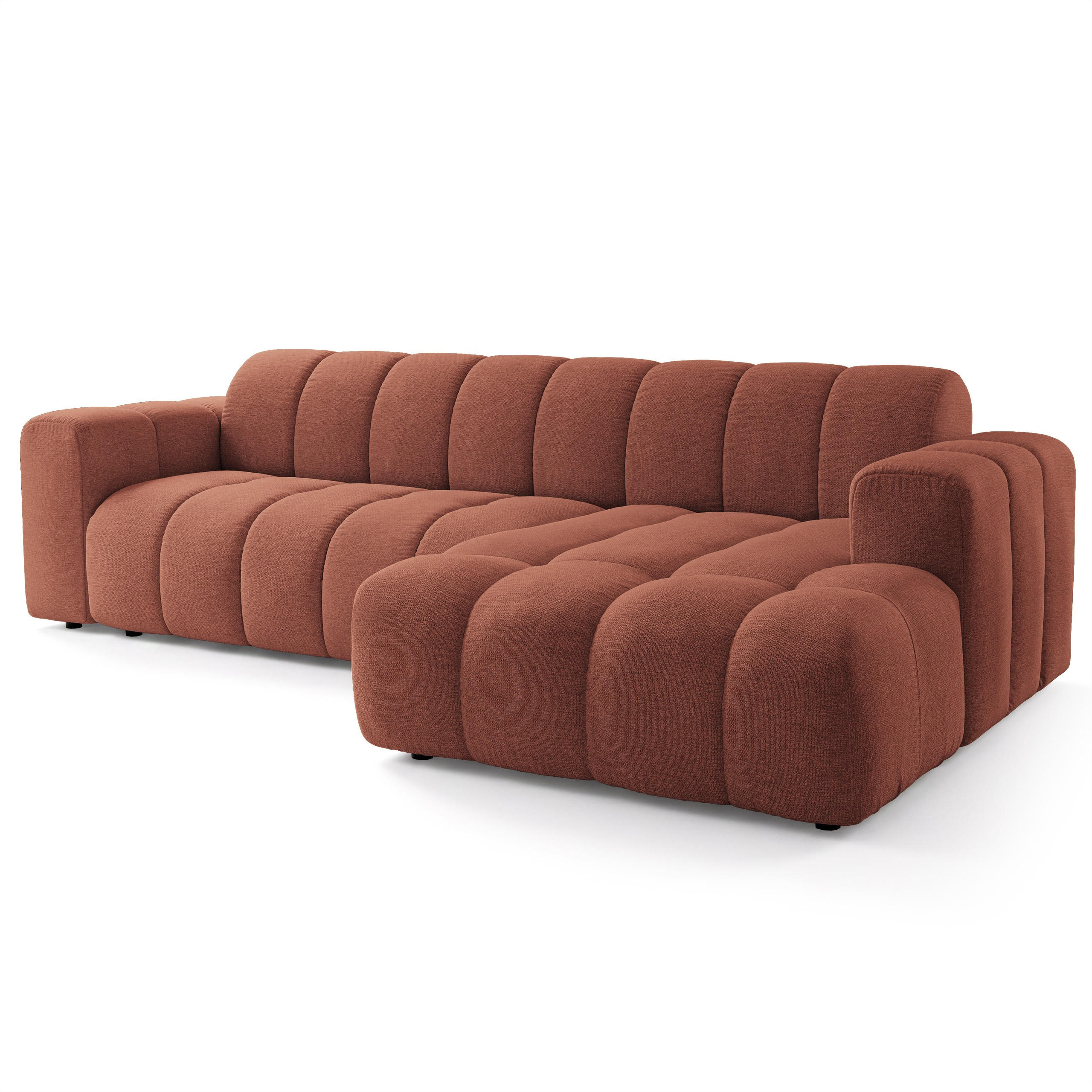 ECKSOFA SETIA Orange Strukturstoff mit Schlaffunktion - Orange, Holz (304/165cm) - MASSENO