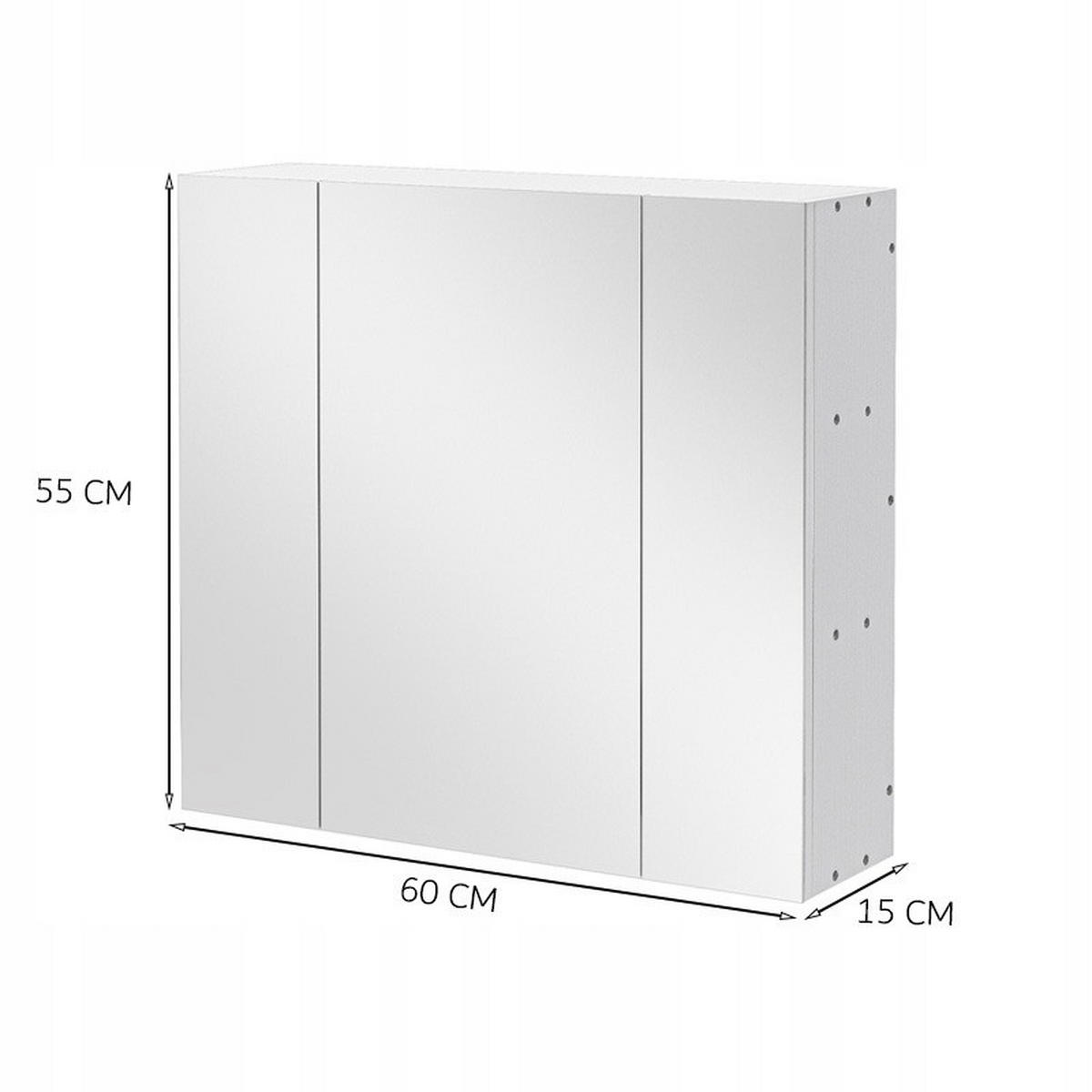 BADEZIMMERSCHRANK, weiß 60/15/55 cm - Weiß, Holzwerkstoff (60/55/15cm) - Rexo