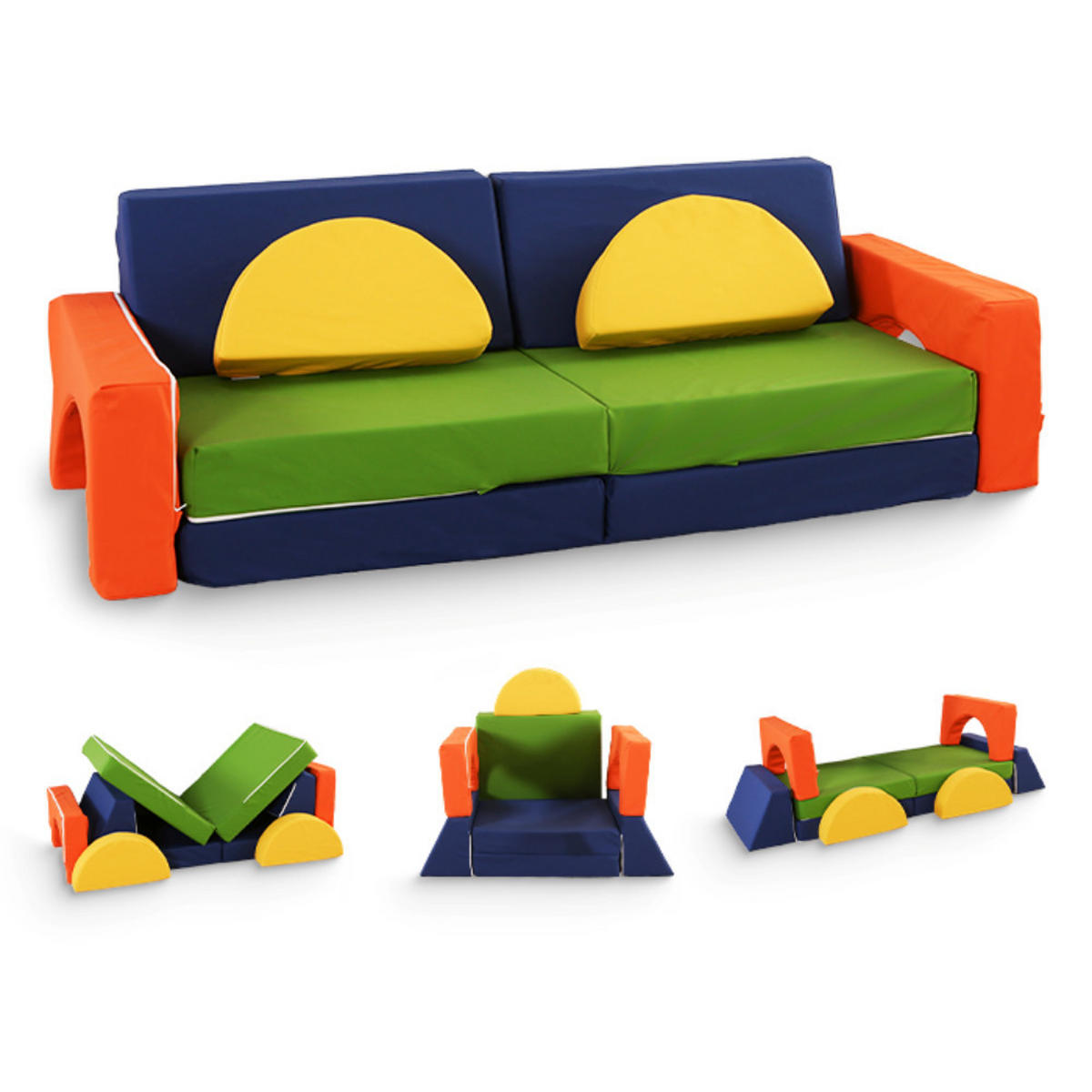 SPIELCOUCH - Sofa für Kinder - Multicolor, Leder (168/55/73cm) - KomfortKissen