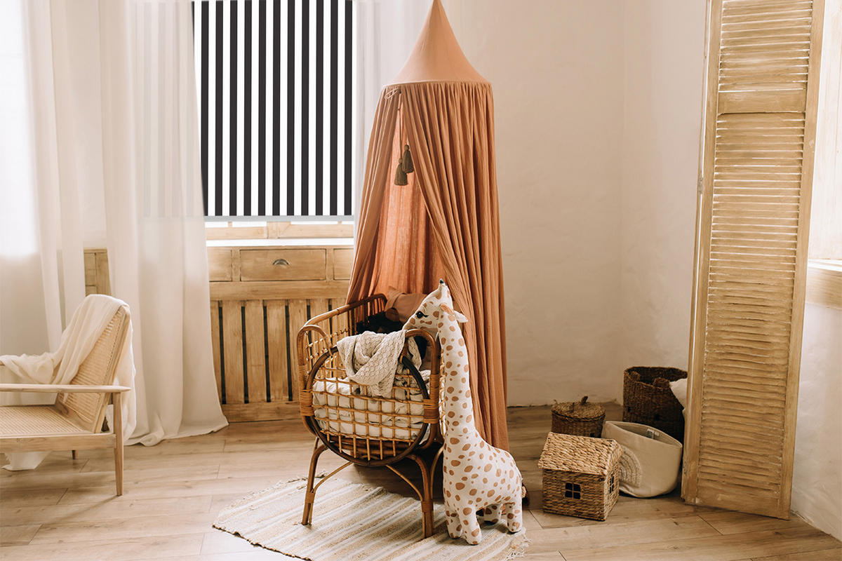 ROLLO LICHTDURCHLÄSSIG 120x180 cm Schwarze und weiße Streifen - Schwarz, Textil (120/180cm) - TULUP