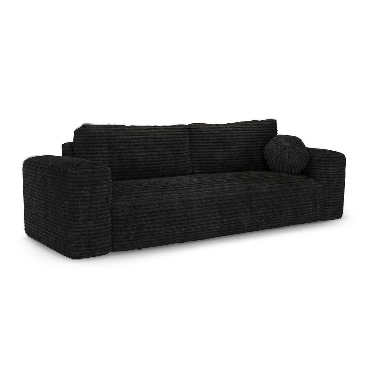 SCHLAFSOFA mit Stauraum LIOR XXL-Cord Schwarz 260cm - Schwarz, Textil (260/83/100cm) - Premium Interiors
