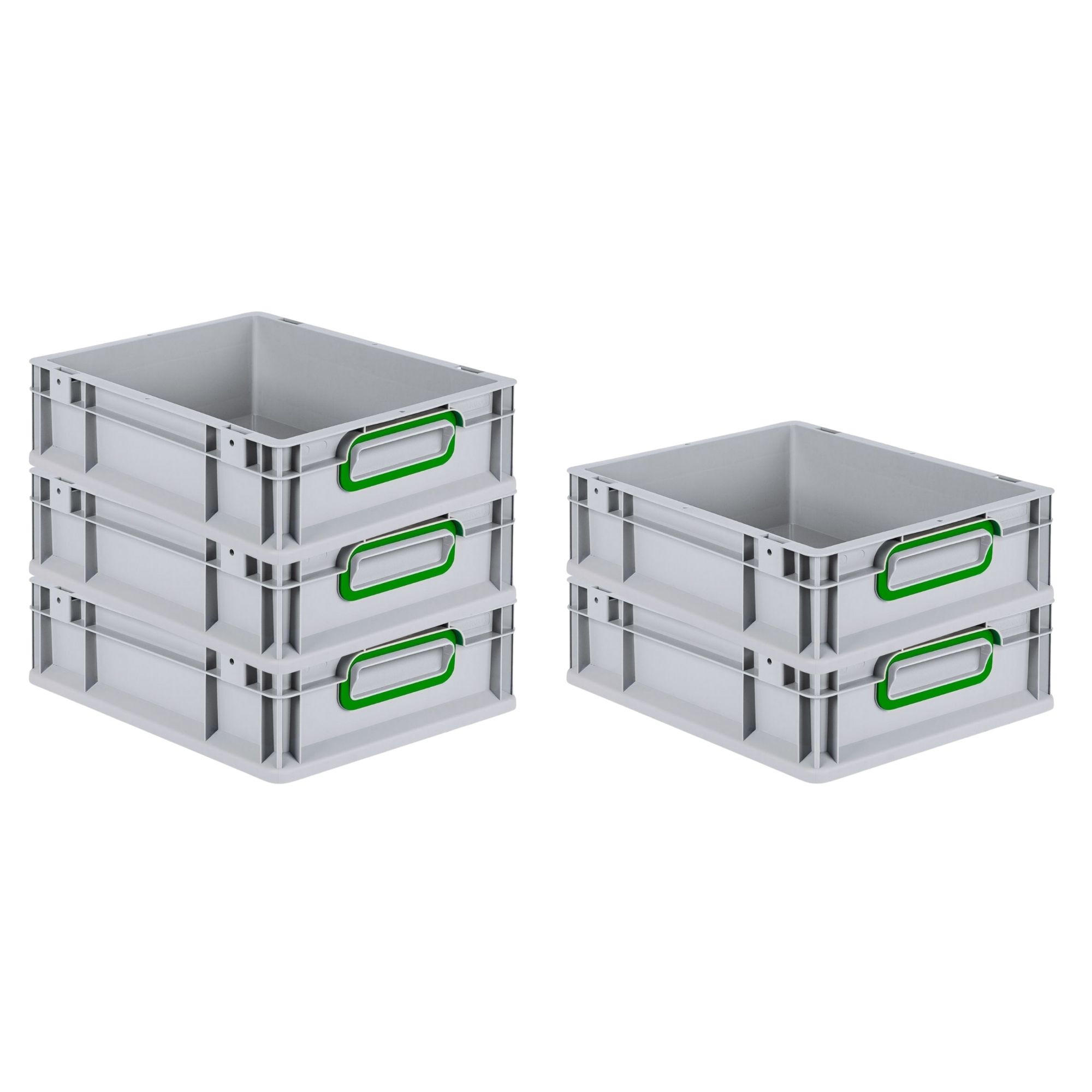 EUROBOX 5x Nextgen Color 12x30x40cm 11 Liter Griffe Grün Geschlossen - Grün, Kunststoff (30/12/40cm) - PROREGAL