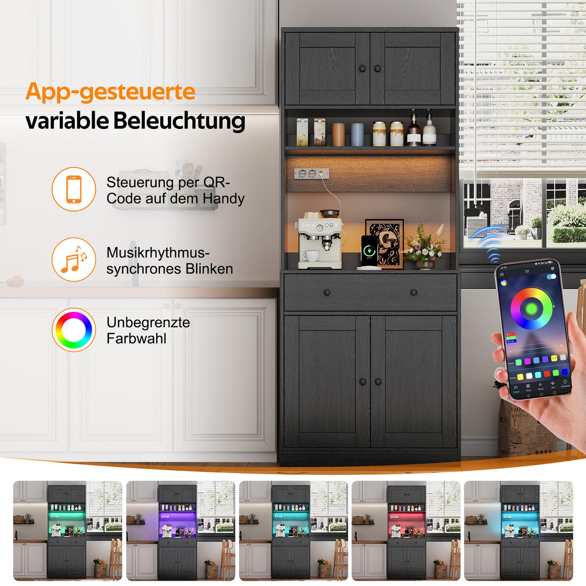 GESCHIRRSCHRANK Schwarz 72/40/180 - Schwarz, Holzwerkstoff (72/180/40cm)