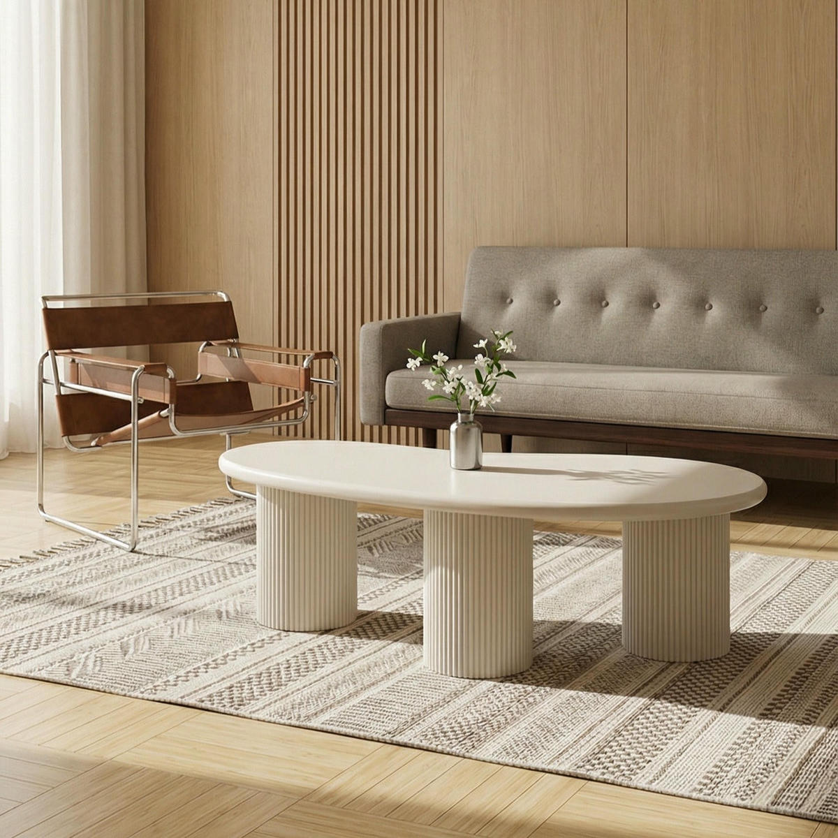 COUCHTISCH nierenform Cremeweiß 130/70/40 cm - Weiß, Holzwerkstoff (130/70/40cm) - Furnhouse