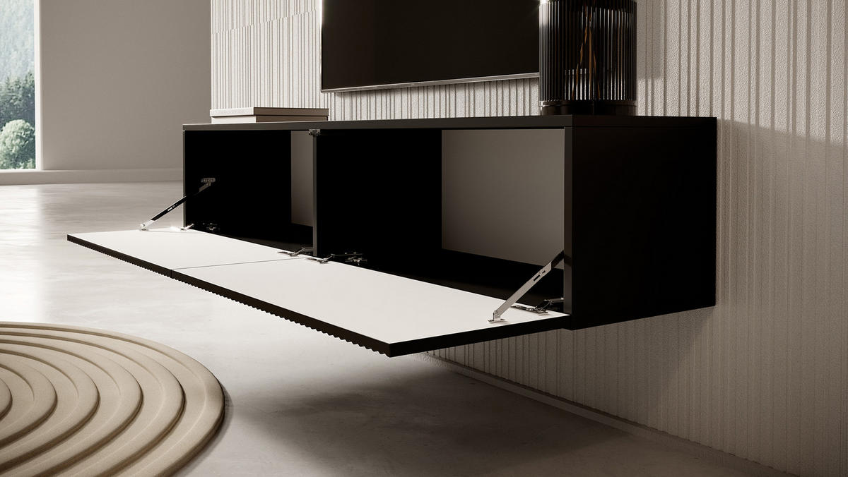 TV-HÄNGEBOARD Veldio Schwarz 140 cm - Schwarz, Holzwerkstoff (140/28.5/31.6cm) - Selsey