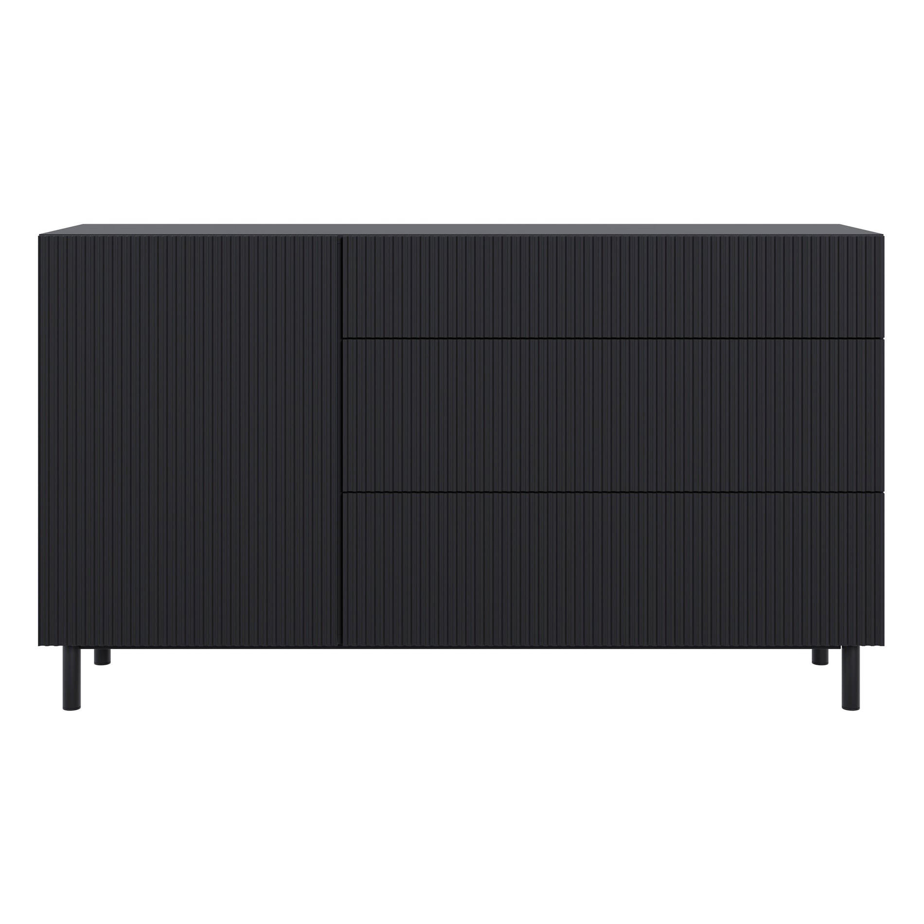 SIDEBOARD Veldio New Schwarz 140 cm - Schwarz, Holzwerkstoff/Metall (139.8/80/38cm) - Selsey