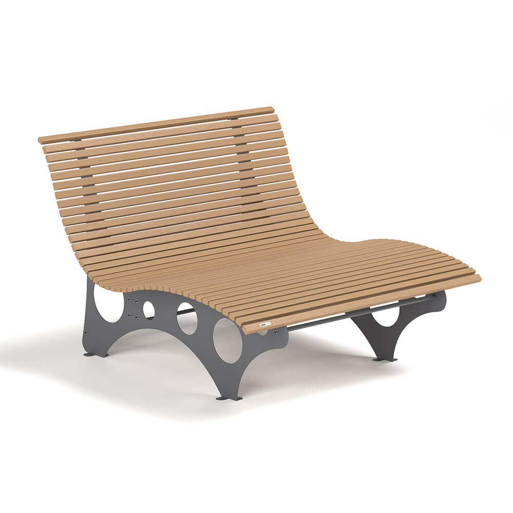 WELLENLIEGE NIRA - Teak - Teakfarben, Holz/Metall (148/97/152cm) - Home Deluxe