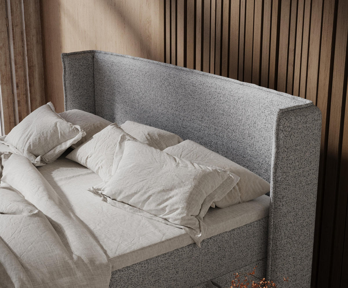 BOXSPRINGBETT Segni Grau 200/200 cm mit Matratze und Topper - Schwarz/Grau, Holz/Holzwerkstoff (200/200cm) - Maison de Reve