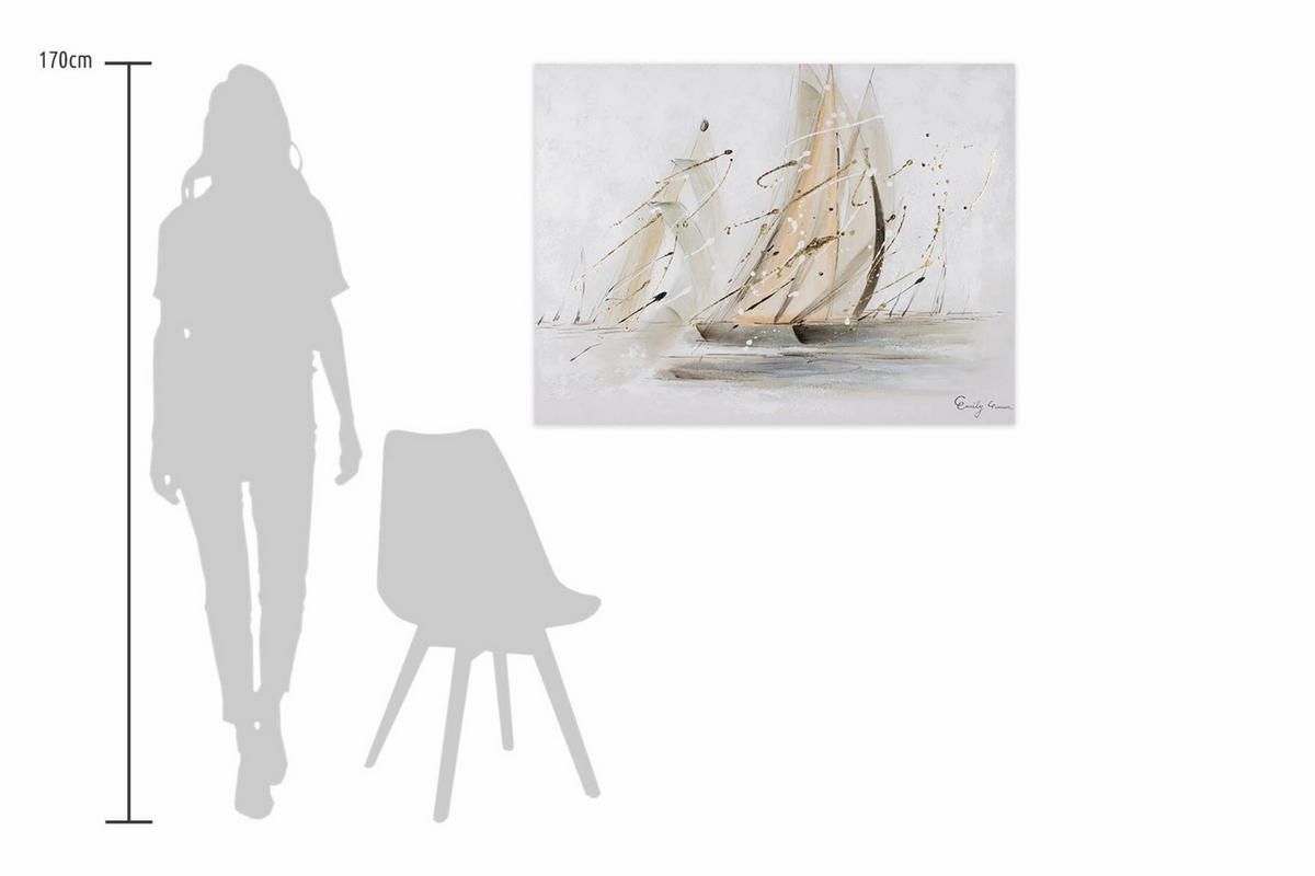 ACRYLBILD HANDGEMALT 100/75 cm - Beige/Grau, Holz/Textil (2/75cm) - KUNSTLOFT