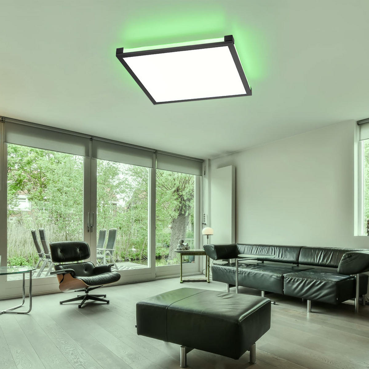 LED DECKENLEUCHTE Aufbau Schwarz Matt - Schwarz, Kunststoff (45/45/7.1cm)