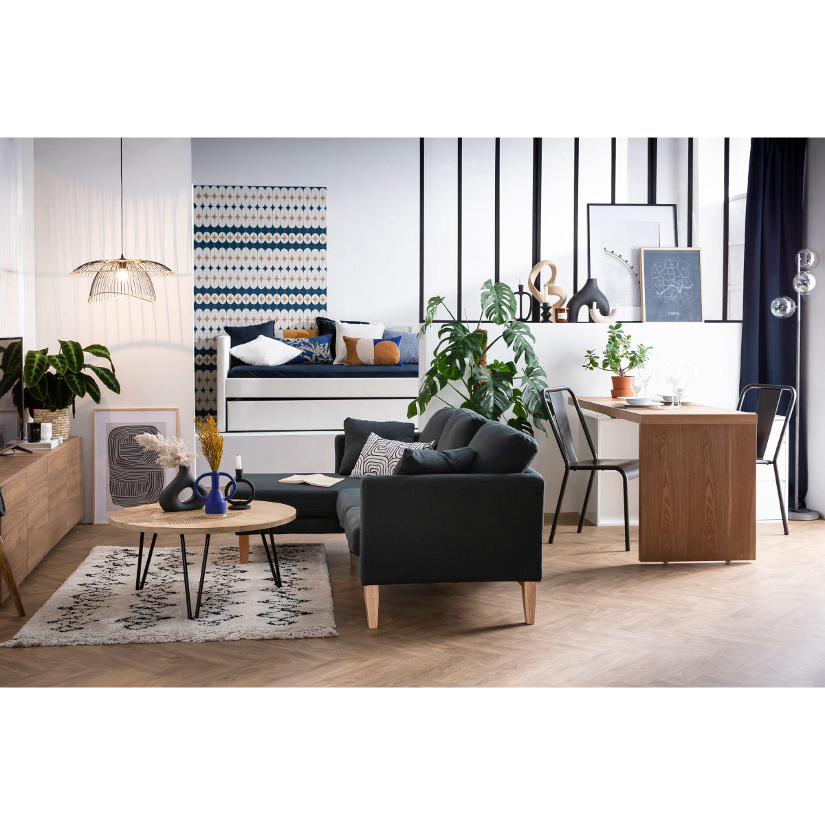 ECKSOFA Skandinavisch Links Hellgrau Abziehbarer Stoff OSLO - Hellgrau, Textil (130/192cm) - Miliboo