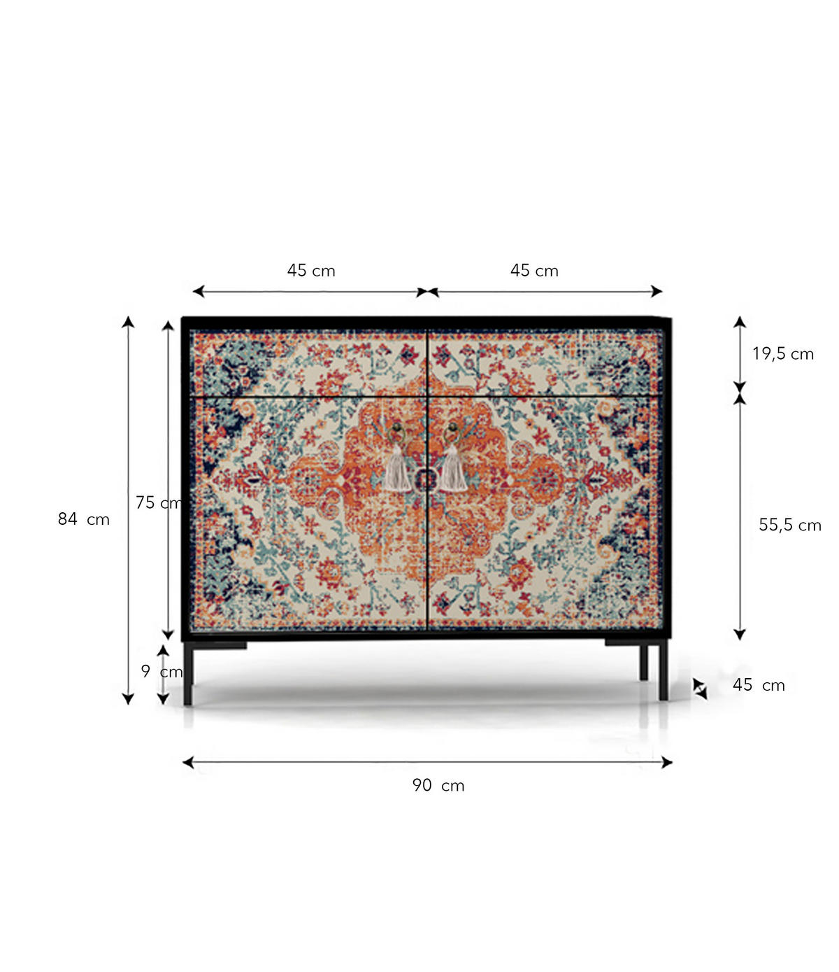 SIDEBOARD aus MDF mit 2 Türen und 2 Schubladen mit ALISE VINTAGE RUG-Aufdruck - Rot, Holzwerkstoff (90/84/45cm) - RNT By Really Nice Things