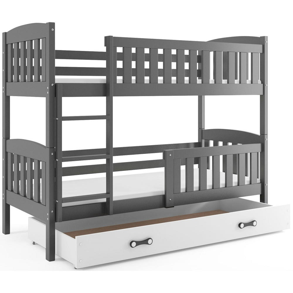 ETAGENBETT JAKOB mit Lattenrost - Weiß/Grau, Holz (90/200cm) - Interbeds