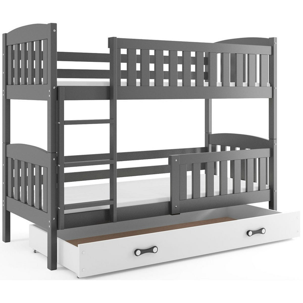 ETAGENBETT JAKOB mit Lattenrost - Weiß/Grau, Holz (90/200cm) - Interbeds