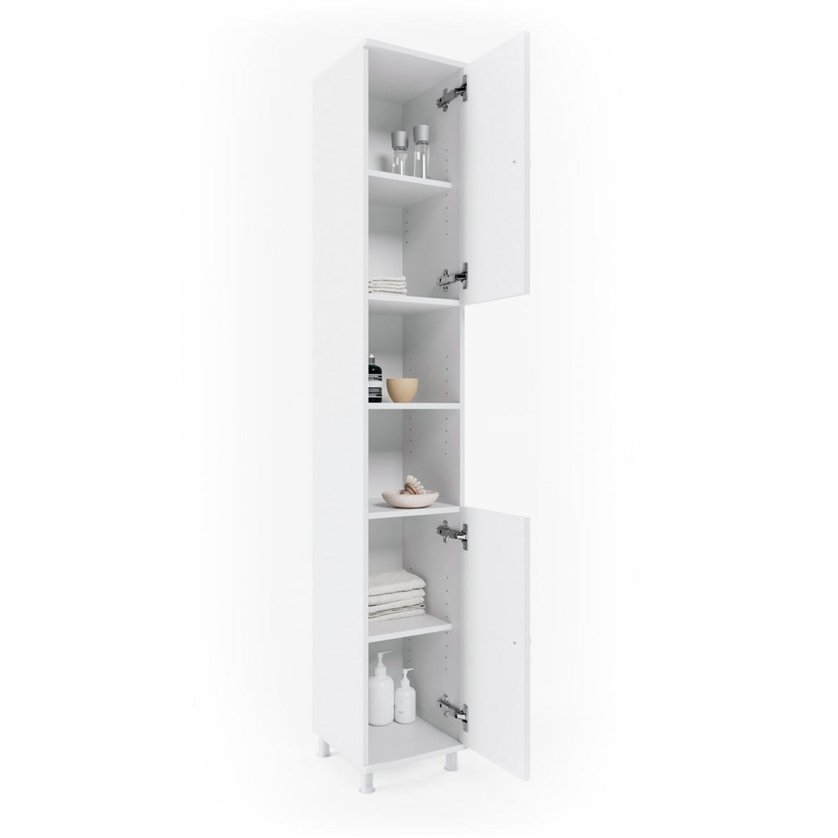 BADSCHRANK Fynn Weiß 30 x 190 cm - Weiß, Holzwerkstoff (30/190/30cm) - Vicco