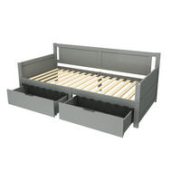 POLSTERBETT aus Massivholz 90x200 cm in Grau mit 2 Schubladen - Grau, Holz (90/200cm) - Modfu